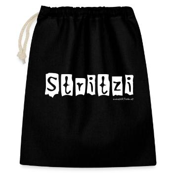 Stritzi - Strolch, frech, Österreichischer Dialekt - Geschenkbeutel aus Baumwolle (40 x 50 cm) - Schwarz - Vorne