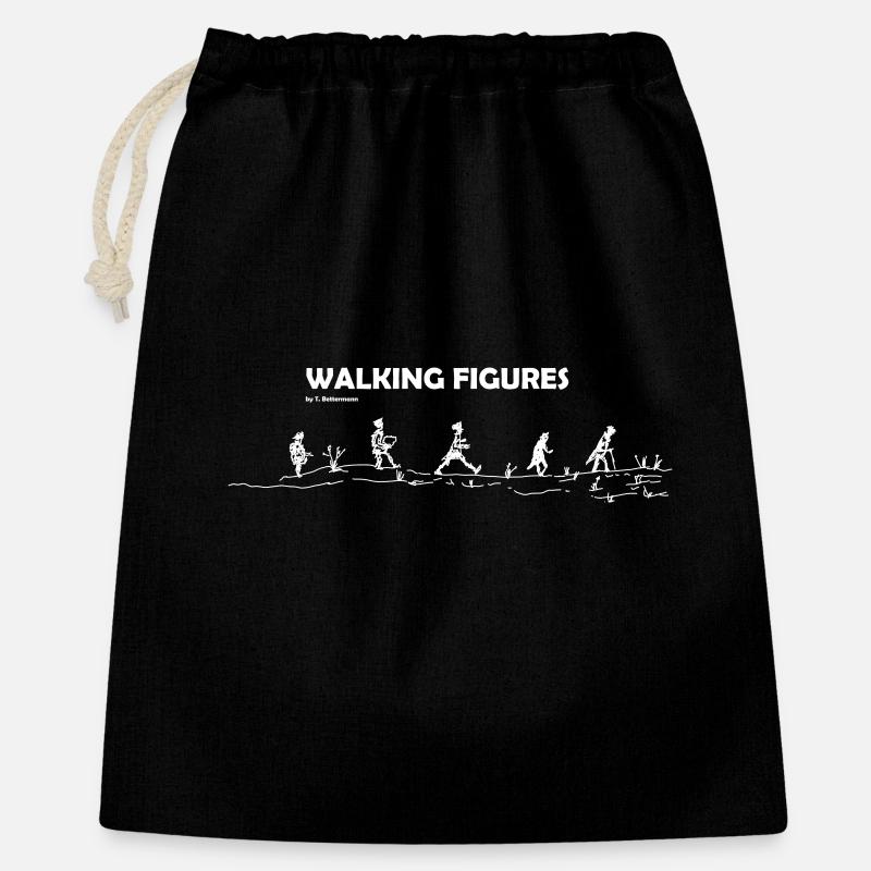 walking Figures white - Gift Bag 40 x 50 cm - black