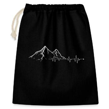 Conception minimale de battement de cœur en montagne - Sac cadeau 40 x 50 cm - noir - Devant