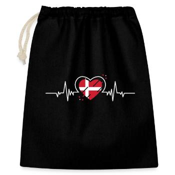 Danemark Coeur Battement de cœur Drapeau Cadeau - Sac cadeau 40 x 50 cm - noir - Devant