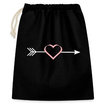 pinkes Herz rosa rot Pfeil Herzen Valentinstag - Geschenkbeutel aus Baumwolle (40 x 50 cm) - Schwarz - Vorne