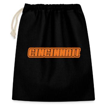 Cincinnati Schriftzug Retro Look Orange - Geschenkbeutel aus Baumwolle (40 x 50 cm) - Schwarz - Vorne