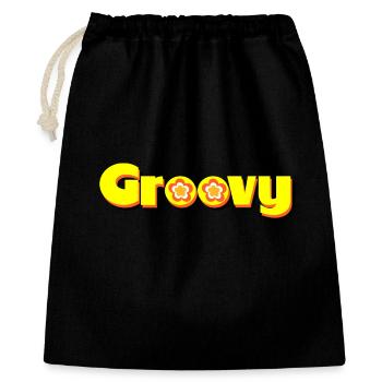 Groovy des années 70 fleur fleur - Sac cadeau 40 x 50 cm - noir - Devant