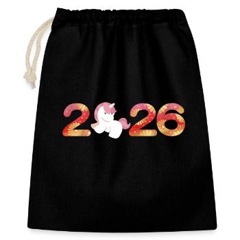 Kawaii 2026 Chinesisches Neujahrsfest - Geschenkbeutel aus Baumwolle (40 x 50 cm) - Schwarz - Vorne