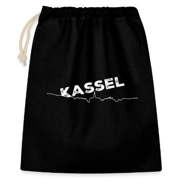Kassel - Nordhessische Stadt - Geschenkbeutel aus Baumwolle (40 x 50 cm) - Schwarz - Vorne