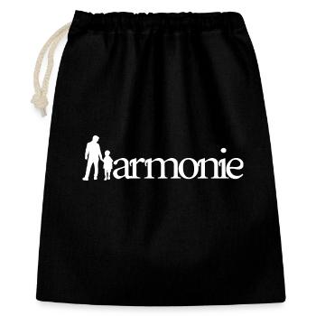 HARMONIE ! (famille, papa, maman, enfants) blanc - Sac cadeau 40 x 50 cm - noir - Devant