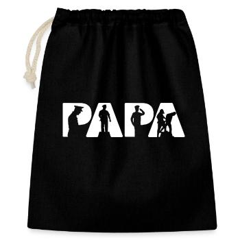 Papa Police Heartbeat EKG Pulse Cop Dad Officer - Gift Bag 40 x 50 cm - black - Front