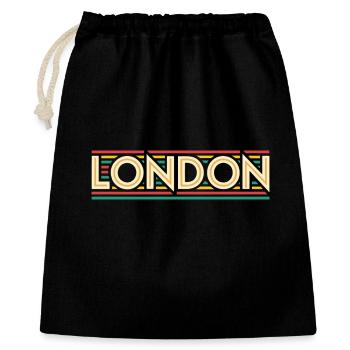 LONDON Retro-Neon auf farbigen Streifen - Geschenkbeutel aus Baumwolle (40 x 50 cm) - Schwarz - Vorne