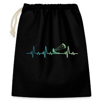 Kitesurfen Heartbeat Kiteboard Surf - Geschenkbeutel aus Baumwolle (40 x 50 cm) - Schwarz - Vorne