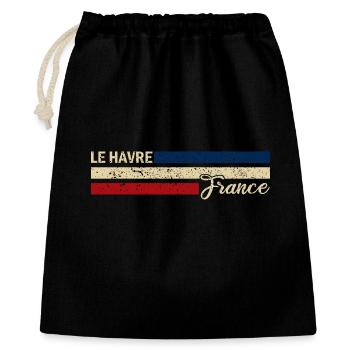 France - Le Havre - Frankreich - Flagge - Streifen - Geschenkbeutel aus Baumwolle (40 x 50 cm) - Schwarz - Vorne