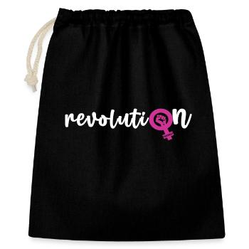 Revoluti♀n – Frauenpower - Geschenkbeutel aus Baumwolle (40 x 50 cm) - Schwarz - Vorne