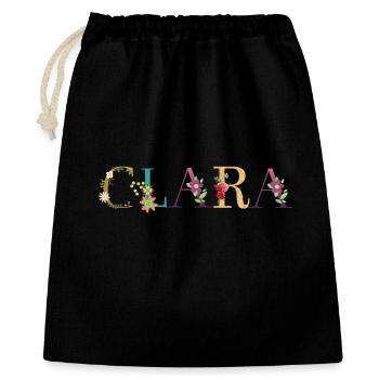 CLARA Name mit Blumen geschmückt - Geschenkbeutel aus Baumwolle (40 x 50 cm) - Schwarz - Vorne