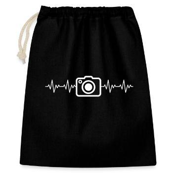 Camera Photo Camera Photo Photographer ECG Heartbeat - Gift Bag 40 x 50 cm - black - Front