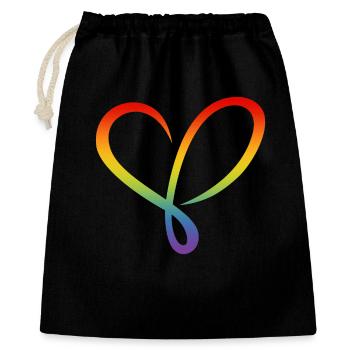 Regenbogen Herz - Geschenkbeutel aus Baumwolle (40 x 50 cm) - Schwarz - Vorne