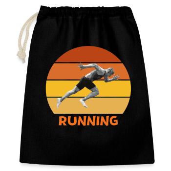 Leichtathletik, Sprint, Laufen - Geschenkbeutel aus Baumwolle (40 x 50 cm) - Schwarz - Vorne