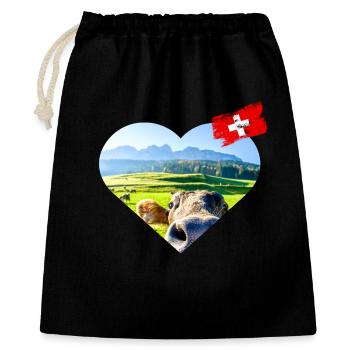 Avec amour Schweiz - Sac cadeau 40 x 50 cm - noir - Devant