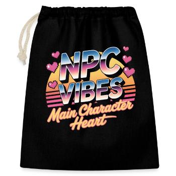 NPC Vibes | Main Character Energy Gaming - Geschenkbeutel aus Baumwolle (40 x 50 cm) - Schwarz - Vorne
