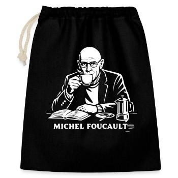 Michel Foucault Philosoph Kaffeepause - Geschenkbeutel aus Baumwolle (40 x 50 cm) - Schwarz - Vorne