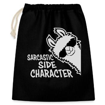 Lama Alpaka Sarcastic Side Character Sarkastisch - Geschenkbeutel aus Baumwolle (40 x 50 cm) - Schwarz - Vorne