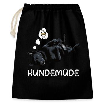 Hundemüde Schwarzer Schäferhund Schäferhundhalter - Geschenkbeutel aus Baumwolle (40 x 50 cm) - Schwarz - Vorne