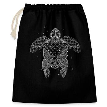 Water turtle made of precious lace - Gift Bag 40 x 50 cm - black - Front