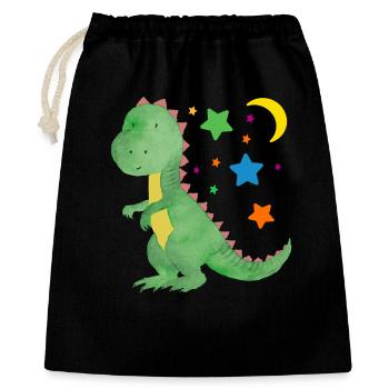 Kleiner Dino mit Mond und Sternen Dinobaby - Geschenkbeutel aus Baumwolle (40 x 50 cm) - Schwarz - Vorne