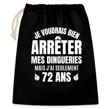 anniversaire 72 ans, anniversaire - Sac cadeau 40 x 50 cm - noir - Devant