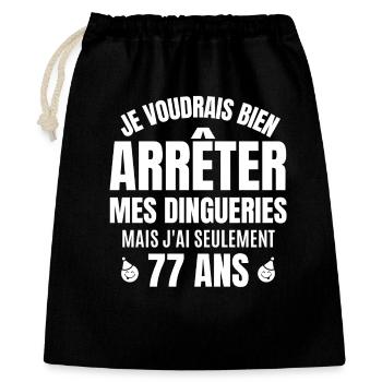 anniversaire 77 ans, anniversaire - Sac cadeau 40 x 50 cm - noir - Devant
