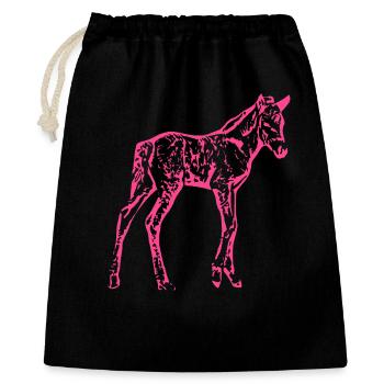 Pferd rosa pink - Geschenkbeutel aus Baumwolle (40 x 50 cm) - Schwarz - Vorne