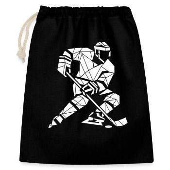 Eishockey Spieler Polygon Sport Design - Geschenkbeutel aus Baumwolle (40 x 50 cm) - Schwarz - Vorne