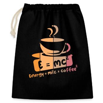 retro Kaffee lustige Sprüche E=mc2 Symbol Grafik - Geschenkbeutel aus Baumwolle (40 x 50 cm) - Schwarz - Vorne