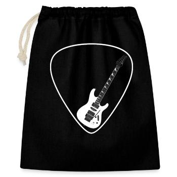 E-Gitarre (Strat-Form) für dunkle Untergründe - Geschenkbeutel aus Baumwolle (40 x 50 cm) - Schwarz - Vorne
