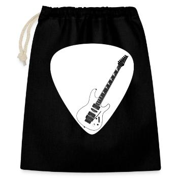 E-Gitarre (Strat-Form) für dunkle Untergründe - Geschenkbeutel aus Baumwolle (40 x 50 cm) - Schwarz - Vorne