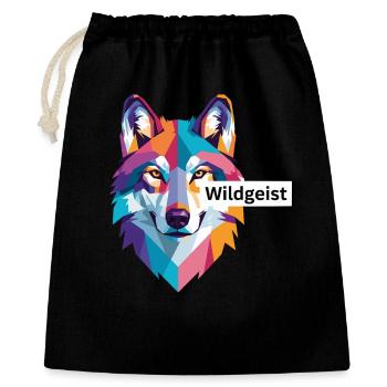 Colored Wolf Head "Wild Spirit" - Gift Bag 40 x 50 cm - black - Front