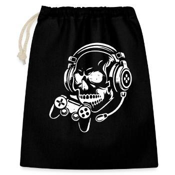 Skull with Gaming Headset Design - Gift Bag 40 x 50 cm - black - Front