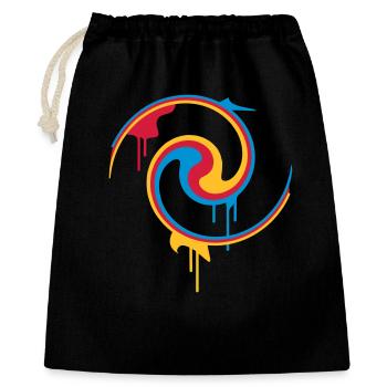 Bunte Farbspirale mit Graffiti-Stil - Geschenkbeutel aus Baumwolle (40 x 50 cm) - Schwarz - Vorne