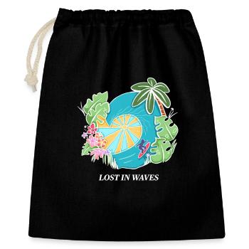 Lost in Waves – Tropical Surf Vibes Design - Gift Bag 40 x 50 cm - black - Front