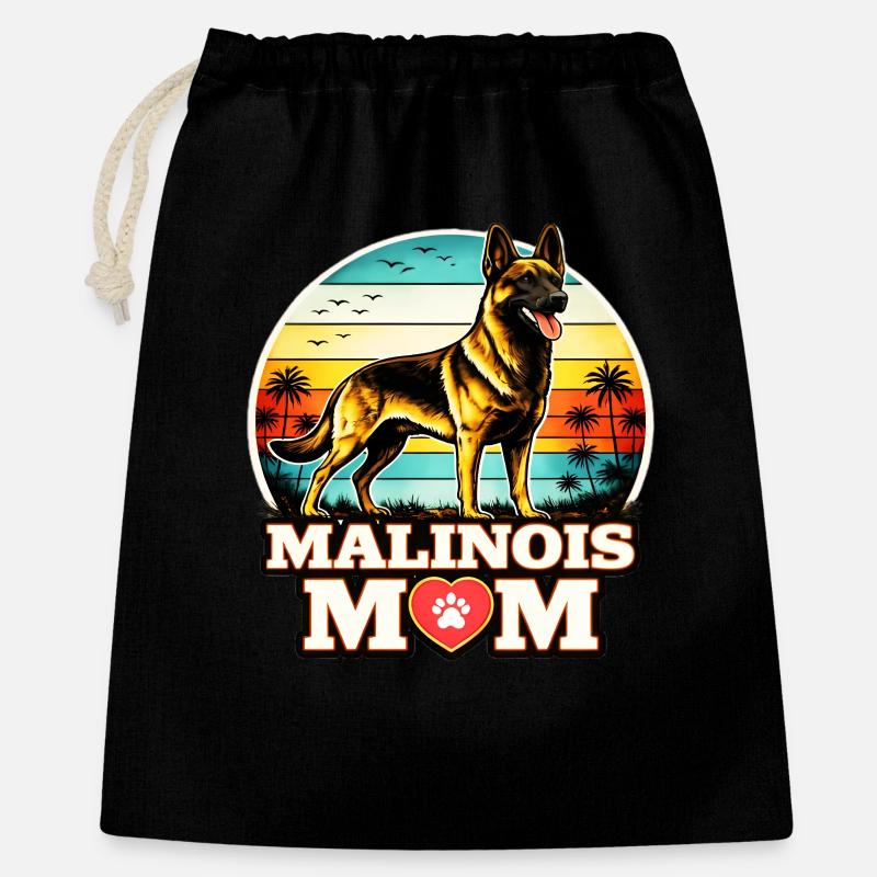 Malinois Mom - Geschenkbeutel aus Baumwolle (40 x 50 cm) - Schwarz