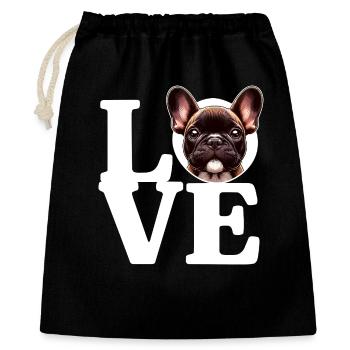 LIEBE Französischer Bulldoggen-Hund Hundeliebhaber Lustig - Geschenkbeutel aus Baumwolle (40 x 50 cm) - Schwarz - Vorne