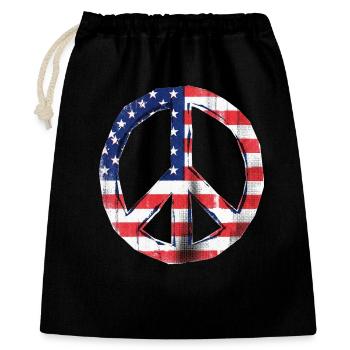 Drapeau de la paix des États-Unis - Sac cadeau 40 x 50 cm - noir - Devant
