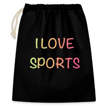 I Love Sports – Bunte Gradient-Schrift - Geschenkbeutel aus Baumwolle (40 x 50 cm) - Schwarz - Vorne
