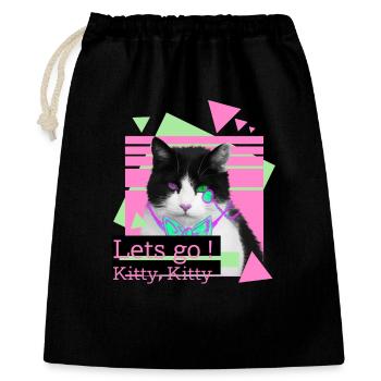 Lets go kitty, kitty - Geschenkbeutel aus Baumwolle (40 x 50 cm) - Schwarz - Vorne