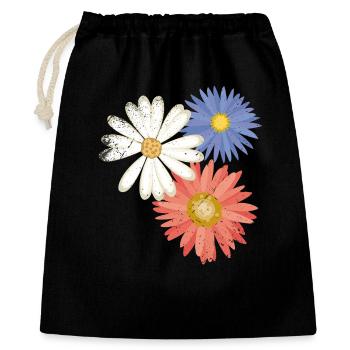 3 fleurs - Sac cadeau 40 x 50 cm - noir - Devant
