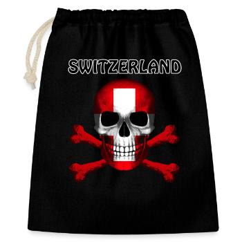 Skull Jolly Roger Pirate Flag Switzerland R6Z - Gift Bag 40 x 50 cm - black - Front