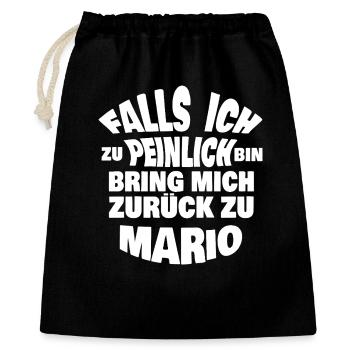 Lustiges Mario Zitat Design - Geschenkbeutel aus Baumwolle (40 x 50 cm) - Schwarz - Vorne