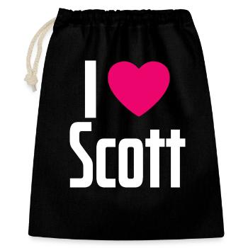 I Love Scott Pinkes Herz Ich liebe Scott - Geschenkbeutel aus Baumwolle (40 x 50 cm) - Schwarz - Vorne