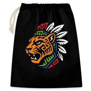 Tribal Tiger – Kraftvolles Ethno Design - Geschenkbeutel aus Baumwolle (40 x 50 cm) - Schwarz - Vorne