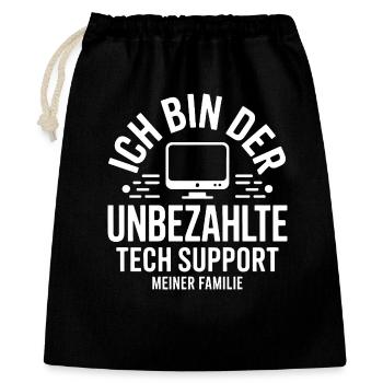 Ich bin der unbezahlte Tech-Support - Geschenkbeutel aus Baumwolle (40 x 50 cm) - Schwarz - Vorne