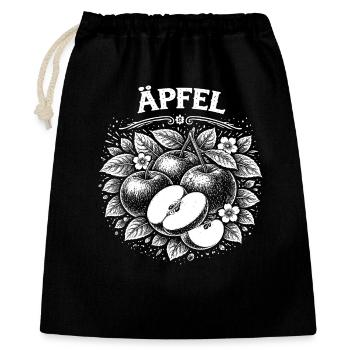Apfelholzschnitt Botanischer Druck - Geschenkbeutel aus Baumwolle (40 x 50 cm) - Schwarz - Vorne