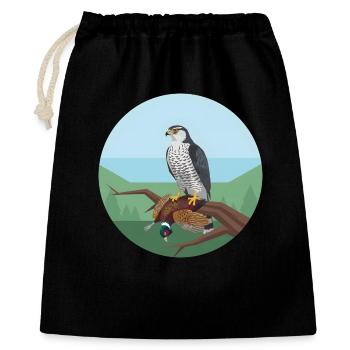 Habicht mit Fasan - Geschenkbeutel aus Baumwolle (40 x 50 cm) - Schwarz - Vorne